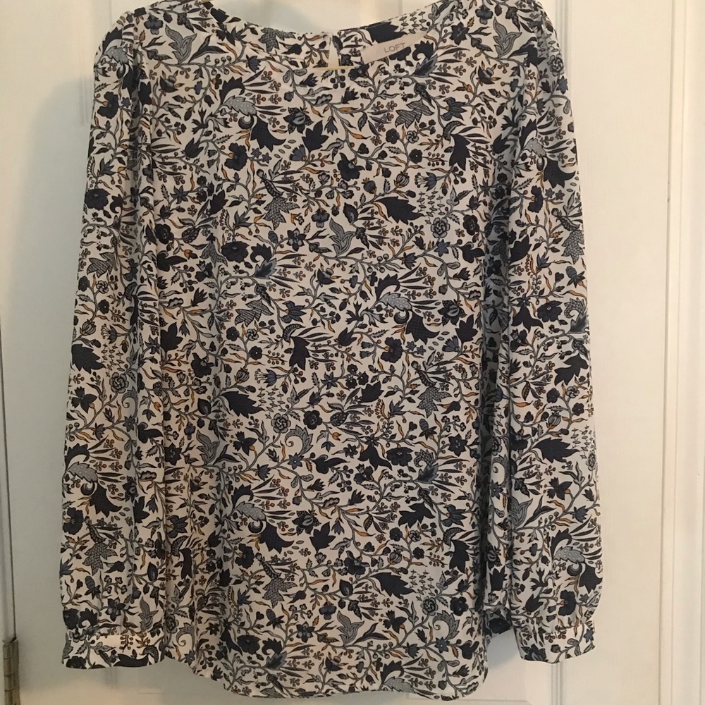 Loft Blue Floral Blouse - Sz L